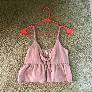 Cropped tie front tank top